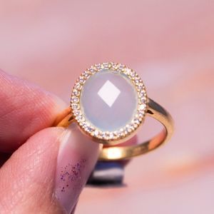 Silver ring semi precious gem cubic zirconia